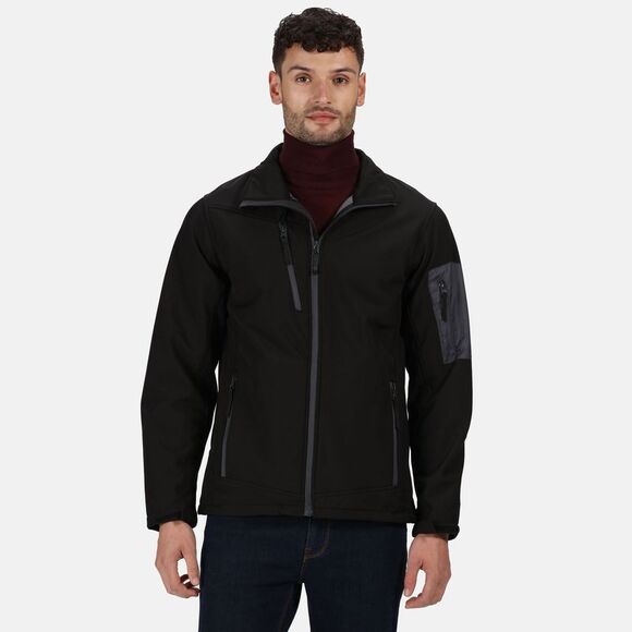 Regatta Professional Mens 3 Layer Membrane Soft Shell Jacket / Black/Seal Gray - Picture 3 of 5